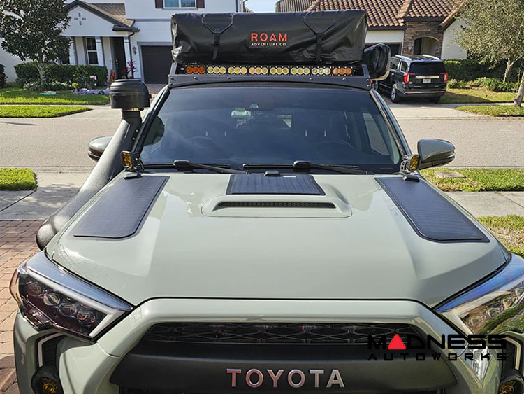 Toyota 4Runner Flexible Solar Panel Kit - Complete Kit w/ Waterproof Controller + Hood Decal - 4th&5th Gen w/ Hood Scoop - 80W